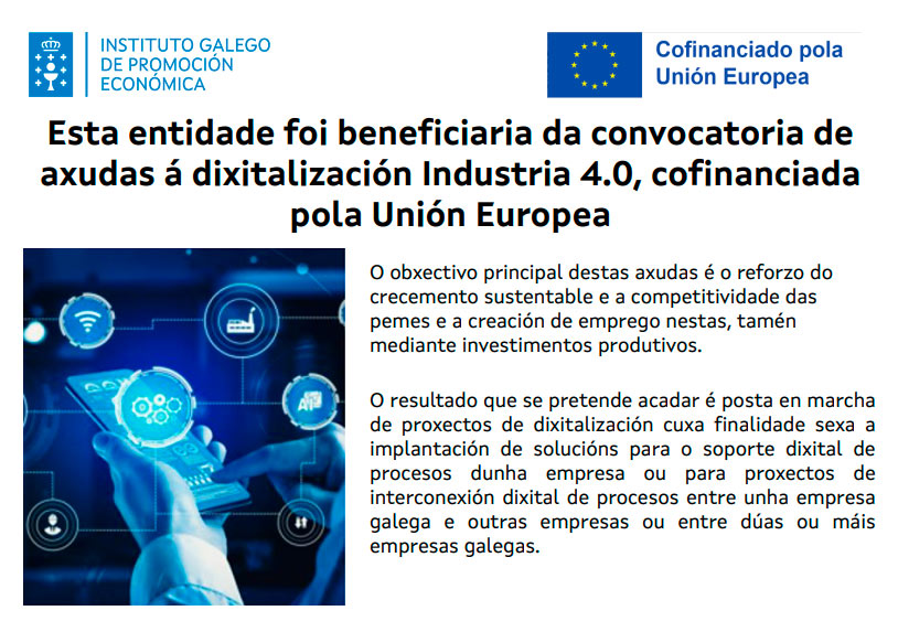 Axudas a dixitalización 4.0 da Xunta de Galicia, cofinanciadas pola Unión Europea